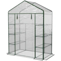 Outsunny Invernadero de Exterior Invernadero de Jardín de 4 Niveles con Estantes Marco de Acero Invernadero para Cultivo de Plantas Flores Tomates 143x73x195 cm Transparente(m-11)