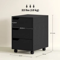 HOMCOM Cajonera de Oficina con Ruedas 3 Cajones Cajonera para Escritorio Estudio 40x50x57,5 cm Negro(m-3)
