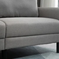 HOMCOM Canapé 3 Places Style Contemporain assises Larges Profondes accoudoirs courbés piètement effilé Bois hévéa Noir Polyester Gris Clair(m-8)