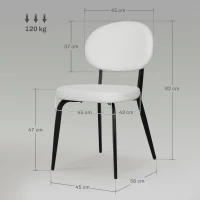 HOMCOM Set of Four Boucle Dining Chairs - White(m-3)