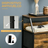 HOMCOM Cajonera con 3 Cajones de Tela Plegable y Estante Abierto Sifonier para Salón Oficina 44x29x92 cm Marrón Rústico(m-7)