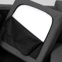 HOMCOM Divano Angolare a 3 Posti con Poggiapiedi e Cuscini, Divanetto a forma L per Salotto e Soggiorno, in Tessuto di Lino, Grigio Scuro, 195 x 81 x 86cm(m-8)