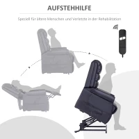 HOMCOM Massagesessel mit Aufstehhilfe, Relaxsessel mit Aufstehhilfe, inkl. Fernbedienung, Schwarz(m-4)