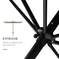 Outsunny Ombrellone Rettangolare 2x3 m da Giardino con Apertura a Manovella e Inclinazione Regolabile, Beige(m-6)