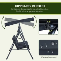 Outsunny Hollywoodschaukel mit neigbarem Dach Stahl Schwarz(m-4)
