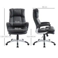 HOMCOM Silla Ejecutiva de Escritorio Silla de Despacho con Ruedas y Reposabrazos Altura Ajustable 66x71x110-120,5 cm Negro(m-3)