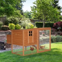 PawHut Poulailler cottage cage à poules sur pied dim. 168L x 110l x 101H cm multi-équipement bois sapin lasuré(m-2)