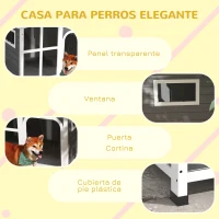 PawHut Caseta de Madera para Perros con Techo Abatible Frontal Acrílico y Puerta con Cortina 101x66,5x70,5cm Gris Oscuro(m-8)