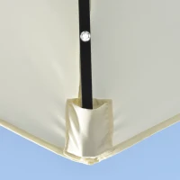 Outsunny Sonnenschirm, Terrassenschirm, halbrund, mit Solarpaneel, 20 LEDs, Handkurbel, beige, 2,70 x 1,35 x 2,40 m(m-9)