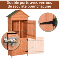 Outsunny Armoire abri de Jardin Remise pour Outils 3 étagères 2 Portes loquets Toit Pente bitumé 84L x 52l x 188H cm pin Massif(m-4)