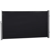 Outsunny Retractable Sun Side Awning Screen Fence Patio Garden Wall Balcony Screening Panel Outdoor Blind Privacy Divider (3x1.8M, Black)(m-11)