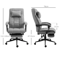 Vinsetto Silla de Escritorio Reclinable con Altura Ajustable Reposapiés Reposacabezas y Reposabrazos 66x76x112-120 cm Gris(m-3)