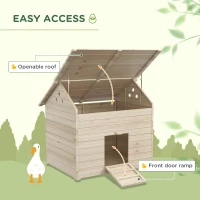 PawHut Wooden Duck House Poultry Coop for 2-4 Ducks with Openable Roof Raised Feet Air Holes Natural(m-4)