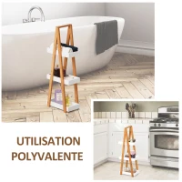 HOMCOM Etagère en Bambou et Bois de Salle de Bain Étagère Debout 3 paniers dim. 30L x 18l x 81H cm Blanc(m-7)