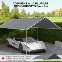 Outsunny Toile de remplacement pour carport 3 x 6 m avec 48 élastiques à boules (housse uniquement, cadre non inclus)(m-4)