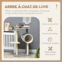 PawHut Arbre à chats griffoir en sisal panier pour chat poteaux à gratter tunnel balles suspendues et perchoirs(m-5)