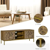 HOMCOM Mobile TV Moderno per TV fino a 65" con 2 Armadietti e 2 Ripiani Aperti, 145x39x55cm(m-7)