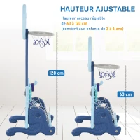 HOMCOM Basketballständer Set 4-in-1 Kinder Basketballkorb Sportaktivitätscenter Fußball- /Golfspiel für 3-6 Jahre Kinder höhenverstellbar Blau 58 x 56 x 154 cm(m-5)
