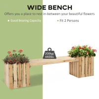 Outsunny 2 Seater Wooden Garden Planter & Bench Combination, Planter Box with Garden Bench for Patio, Park and Deck, 192 x 43 x 50 cm, Natural(m-5)