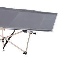 Outsunny Single Steel Frame Portable Camping Cot, with Carry Bag - Grey(m-8)
