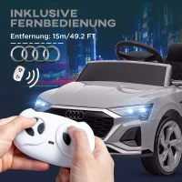 AIYAPLAY Elektro-Kinderauto, 12V Audi Q8, 3-5 km/h, Fernsteuerung, Scheinwerfer, Musik, Grau(m-5)