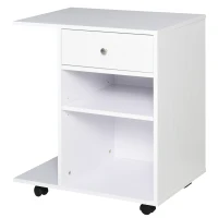 Vinsetto Druckertisch, Druckerständer, Bürowagen, Rollwagen mit Schublade+2 Ablagen+CPU-Ständer, Spanlatte, Weiß, 60 x 40 x 68,5 cm(m-1)