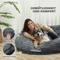 PawHut Hundebett, für Hunde und Menschen geeignet, waschbare Bezüge, zum gemeinsamen Ausruhen und Spielen, Dunkelgrau(m-5)