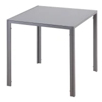 HOMCOM Mesa de Comedor de Cristal Mesa de Cocina Cuadrada para 4 Personas con Patas de Metal para Salón 75x75x75 cm Gris(m-9)