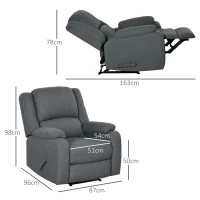 HOMCOM Relaxsessel, Liegefunktion und Fußstütze, verstellbar, bis 150 kg, Stahlrahmen, 90 x 96 x 98 cm, Grau(m-3)