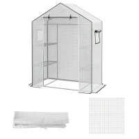 Outsunny Greenhouse Cover Replacement Walk-in PE Hot House Cover with Roll-up Door and Windows, 140 x 73 x 190cm, White(m-11)