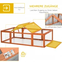 Pawhut Freilaufgehege für Kleintiere Aufklappbares Dach Tannenholz Orange(m-5)