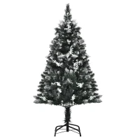 HOMCOM Weihnachtsbaum Christbaum Kunsttanne, Kunstschnee, inkl. Ständer, 1.2m,  Grün(m-10)