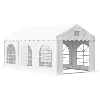 Outsunny 3 x 6 m Marquee Gazebo with Sides, Party Tent Canopy & Carport Shelter for Outdoor Event, Wedding, White(m-11)