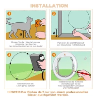 PawHut Katzenklappe Hundeklappe 4 Verschluss-Optionen mit Magnet runde Haustierklappe für Innentür Klappe für Haustiere bis 25 kg Ø44 cm(m-7)