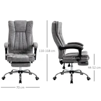 Vinsetto Home Office Chair Microfibre Desk Chair with Reclining Function Armrests Swivel Wheels Footrest Grey(m-3)