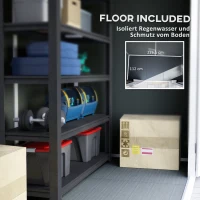 Outsunny 2,4 x 1,3 m Tuinschuur, Kunststof Tuinhuis met Bodem, Raam, Afsluitbare Deuren, voor Tuin, Terras, Grijs(m-5)