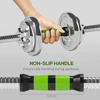 SPORTNOW 20kg 2-in-1 Barbell and Dumbbell Set, with Non-Slip Handle, for Weight Lifting, Training Home Gym(m-6)