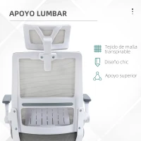 Vinsetto Silla de Oficina de Malla Silla de Escritorio Giratoria Altura y Reposacabezas Ajustable 58x61x102-119 cm Gris(m-6)