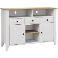 HOMCOM Aparador de Cocina Mesa para Televisores de 50 Pulgadas con 3 Cajones 2 Puertas 120x38x81,5 cm Blanco