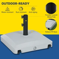 Outsunny Garden Parasol Base Holder, 24kg Water or 30kg Sand Filled, Outdoor Market Umbrella Stand Weight with Wheels and Brakes, Grey(m-7)