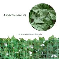 Outsunny Seto Artificial Ocultación Jardín en Rollo 3x1 m Valla de Privacidad de Hiedra Artificial para Balcón Exterior(m-6)