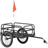 HOMCOM Steel Bike Trailer with Triple Safety, Wagon Bicycle Trailer with Suspension, 2 Wheels Outdoor Storage Carrier, Black(m-1)