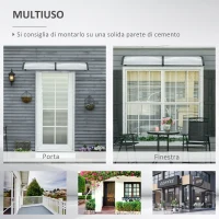 Outsunny Pensilina da Esterno per Finestre e Porte in Policarbonato e Alluminio, 200x96x27cm, Trasparente(m-6)