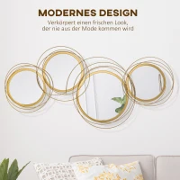 HOMCOM Spiegel-Set für Wanddekoration, Wandschmuck mit 4 runden Spiegeln, Wandspiegel, Flurspiegel,107 x 4 x 56 cm(m-4)