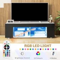 HOMCOM Multi-Shelf TV Cabinet, with Adjustable LED Lights - Black(m-4)
