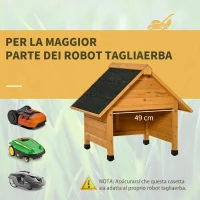 Outsunny Casetta per Robot Tagliaerba in Legno con Piedini Rialzati Tetto Inclinato Impermeabile e anti-UV, Giallo, 75x76x70cm(m-7)