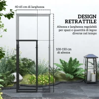 Outsunny Portalegna da Interno ed Esterno Regolabile in Metallo con Ganci a S, 40-65x25x100-150 cm, Nero(m-4)