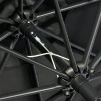 Outsunny 2.7m Patio Parasol Garden Umbrellas Outdoor Sun Shade Table Umbrella with Tilt, Crank, 8 Ribs, Ruffles, Black(m-9)