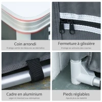 Outsunny Placard de cuisine pour camping pliable avec 2 étagères et sac de transport, aluminium et tissu Oxford 60x49x70cm Gris(m-5)