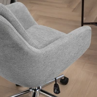 HOMCOM Sedia da Ufficio Girevole ad Altezza Regolabile, in Tessuto Effetto Lino e Acciaio, 55x66x86-96 cm, Grigio Chiaro(m-8)